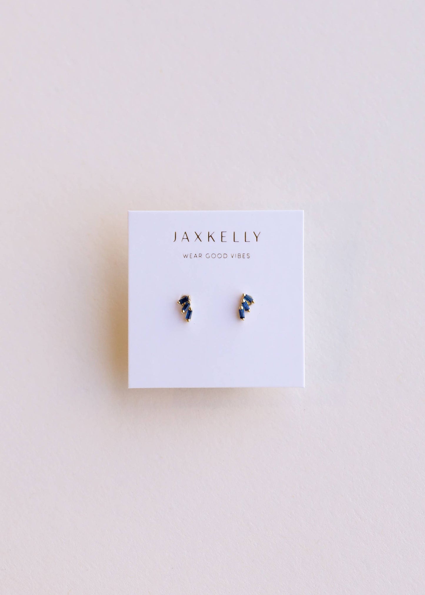 JaxKelly | Offset Trio Sapphire Gold Earrings