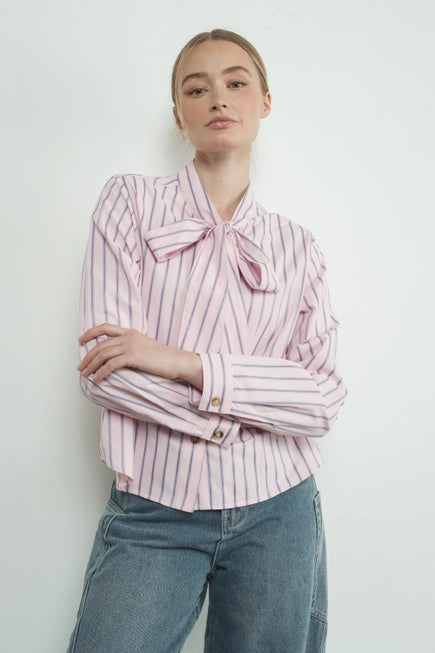 Aaron & Amber | Striped Bow Tie Shirt