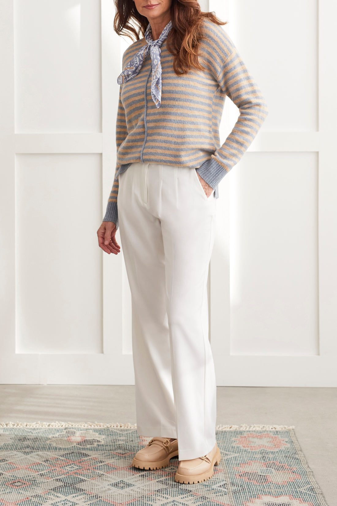 Tribal- Striped Sweater- Bluestone