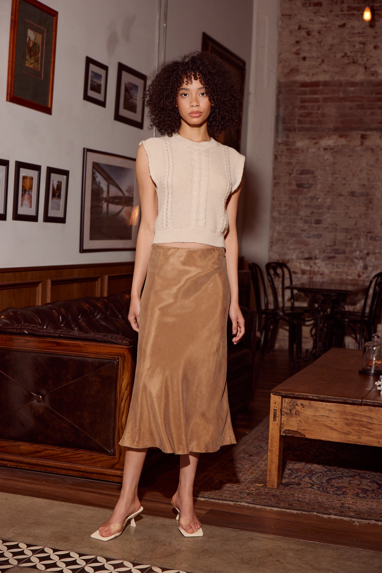 Lucy Paris- Adonia Bias Skirt- Coffee