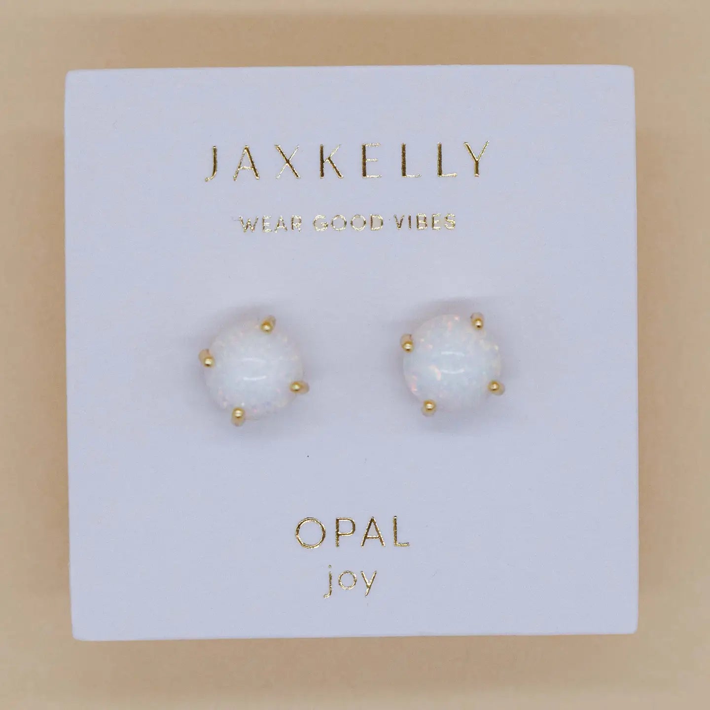JaxKelly | Round White Opal Earrings