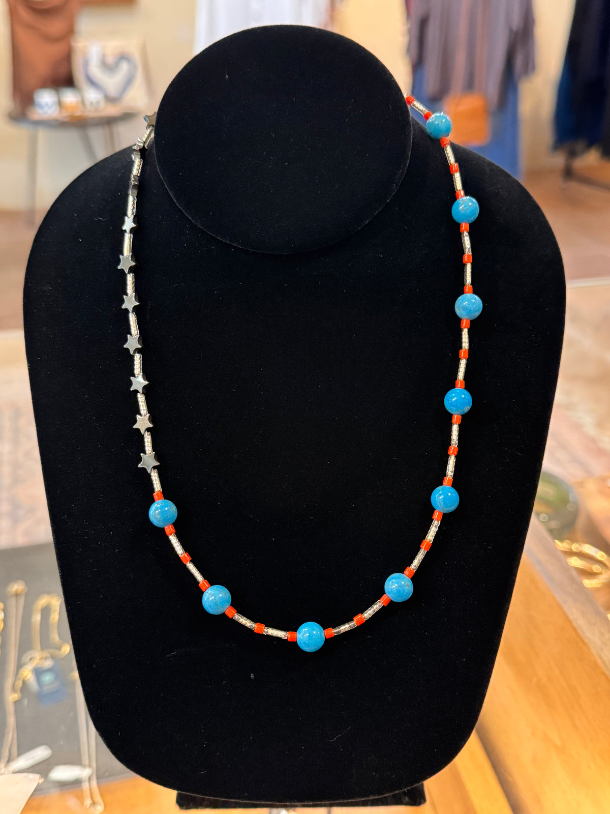 Sophia Alba Designs | Coral & Hematite Stars Necklace