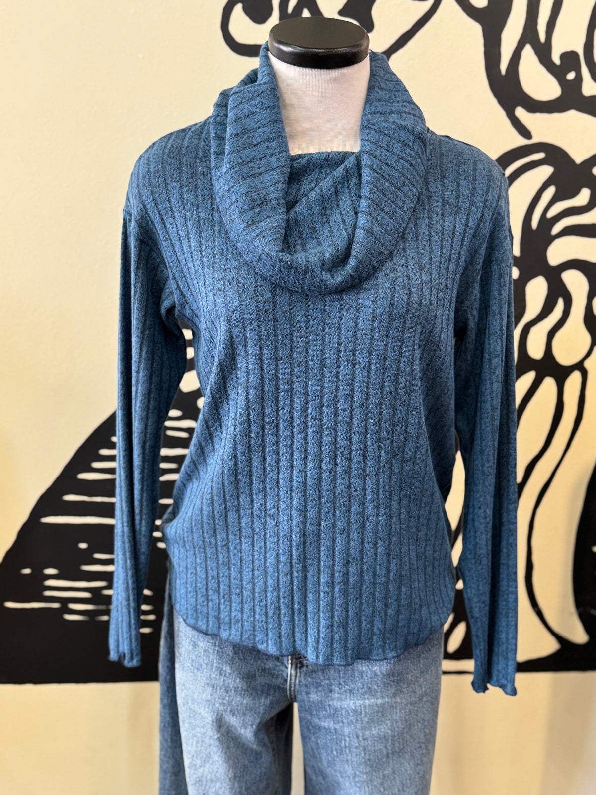 Bucko | Ella Sweater | Blue Teal Rib Knit