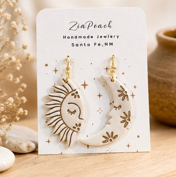 ZiaPeach | White Sun & Moon Earrings