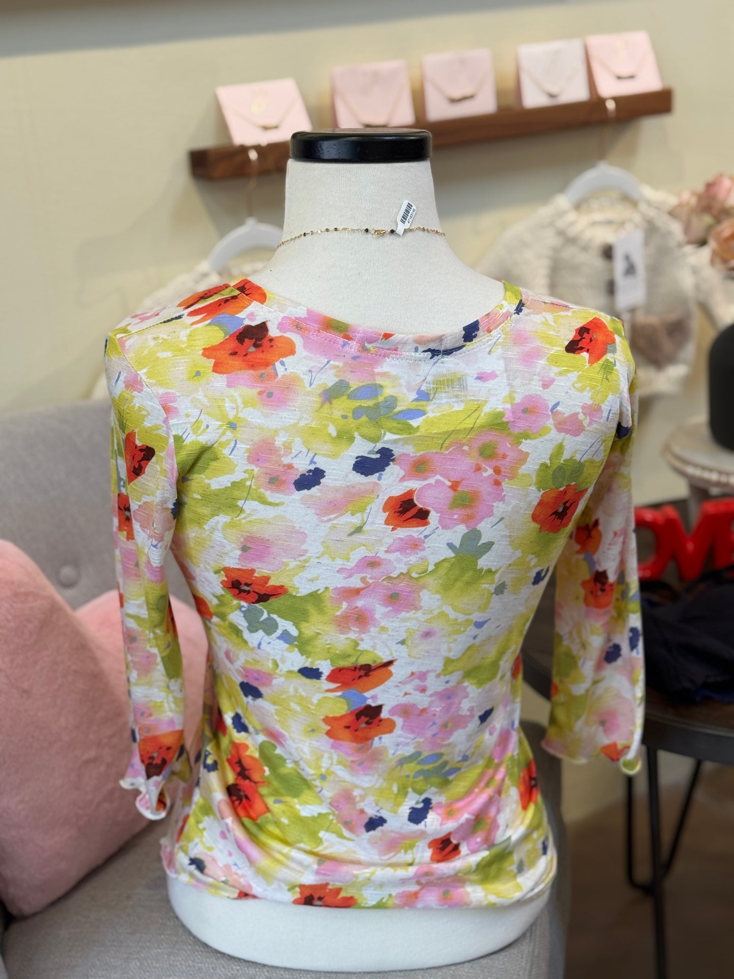 Bucko | Lola Bias Top | Ivory/Lime Floral