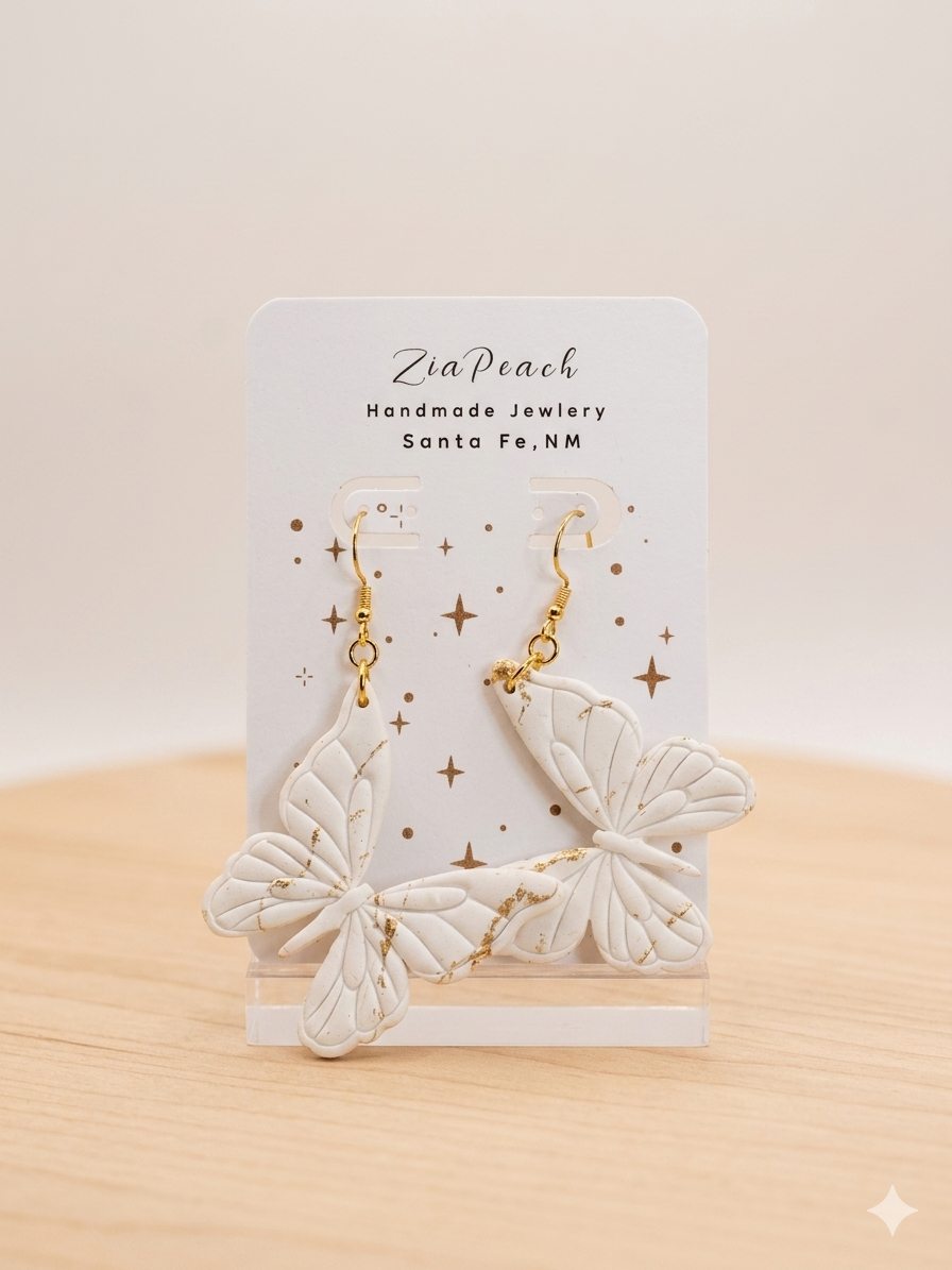 ZiaPeach | White Butterfly Earrings