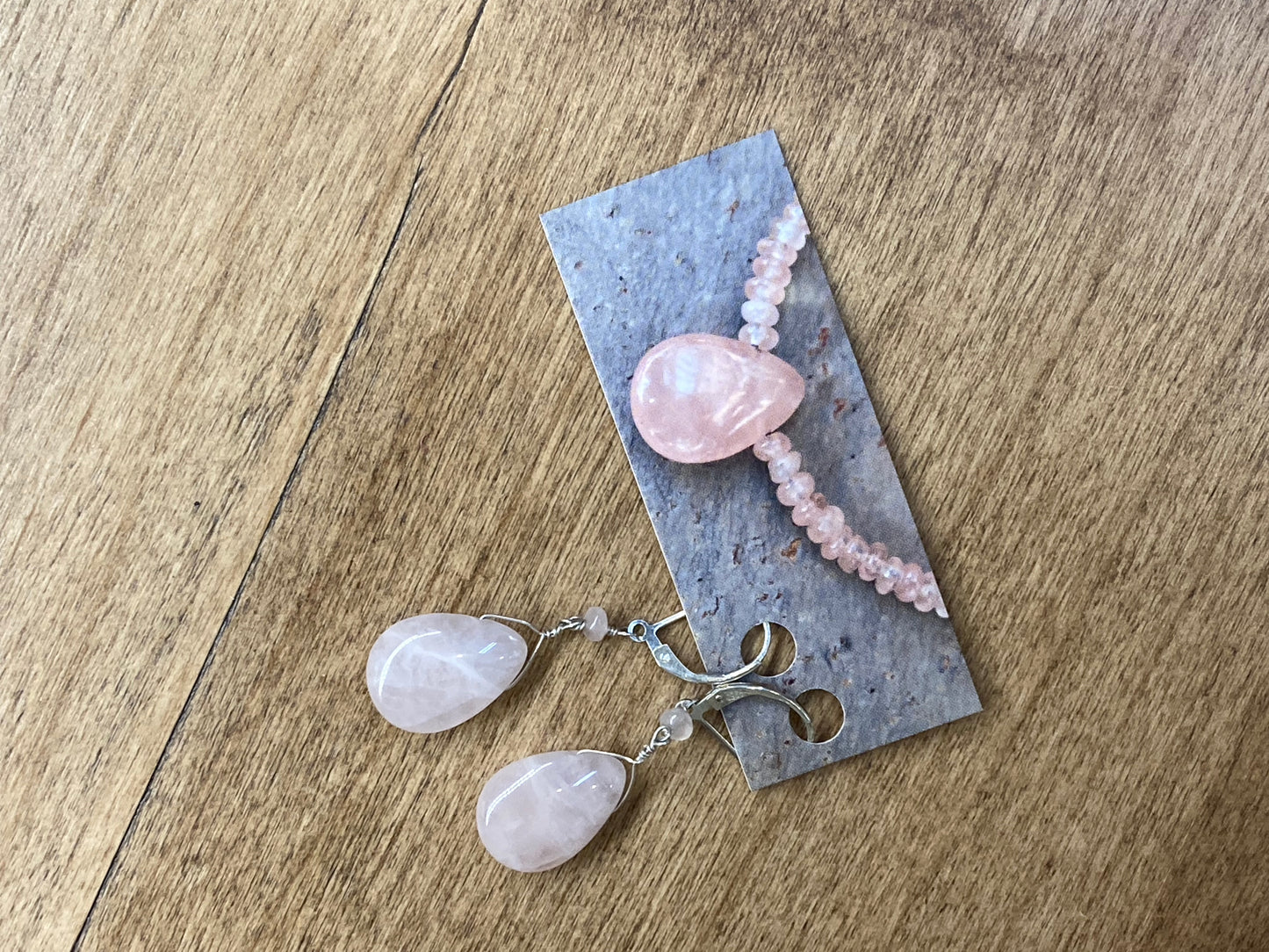 Seeds + Stones | Rose Quartz Drop Dangle Earrings