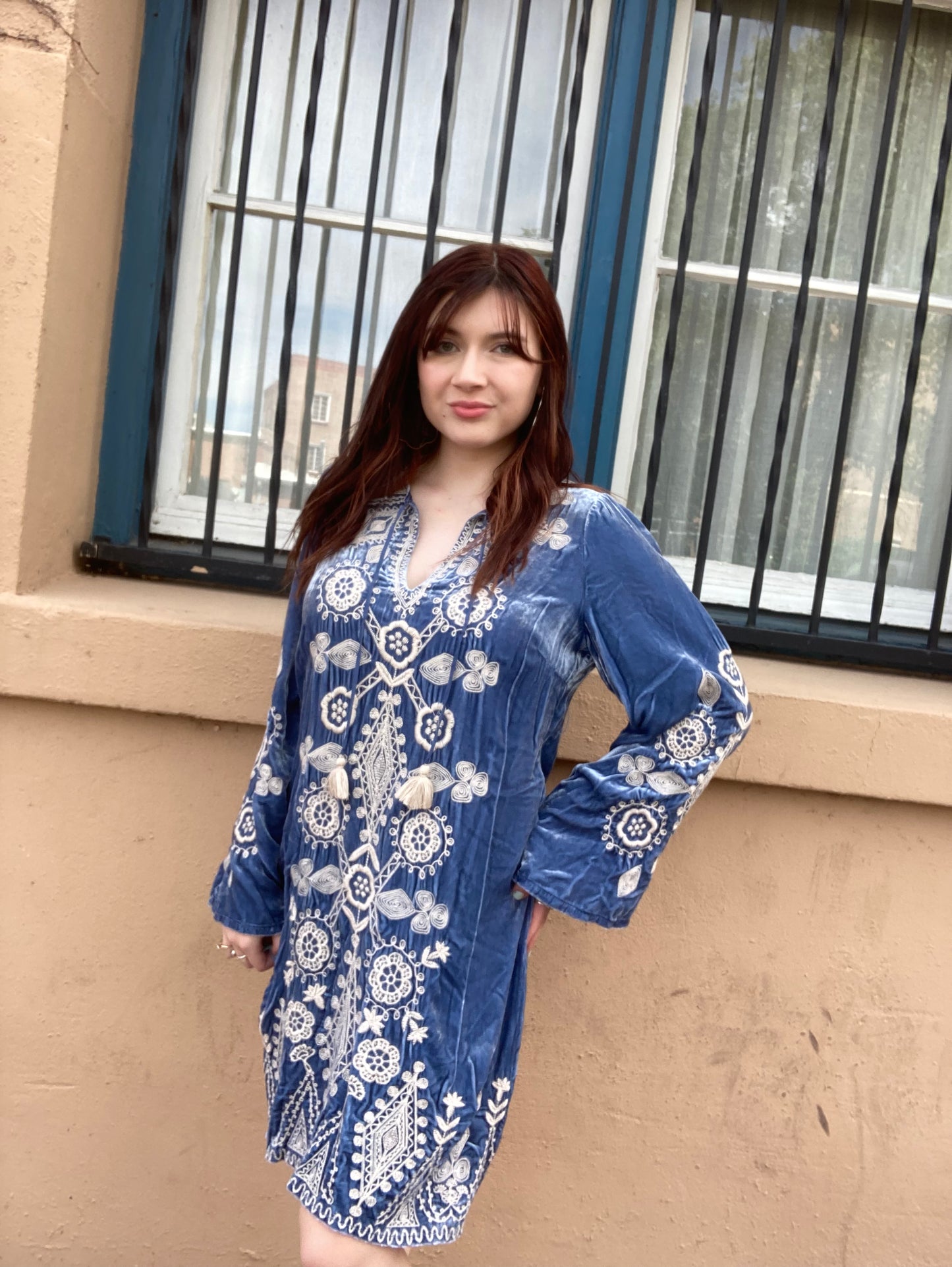 Johnny Was- Velvet Kimono Dress- Denim