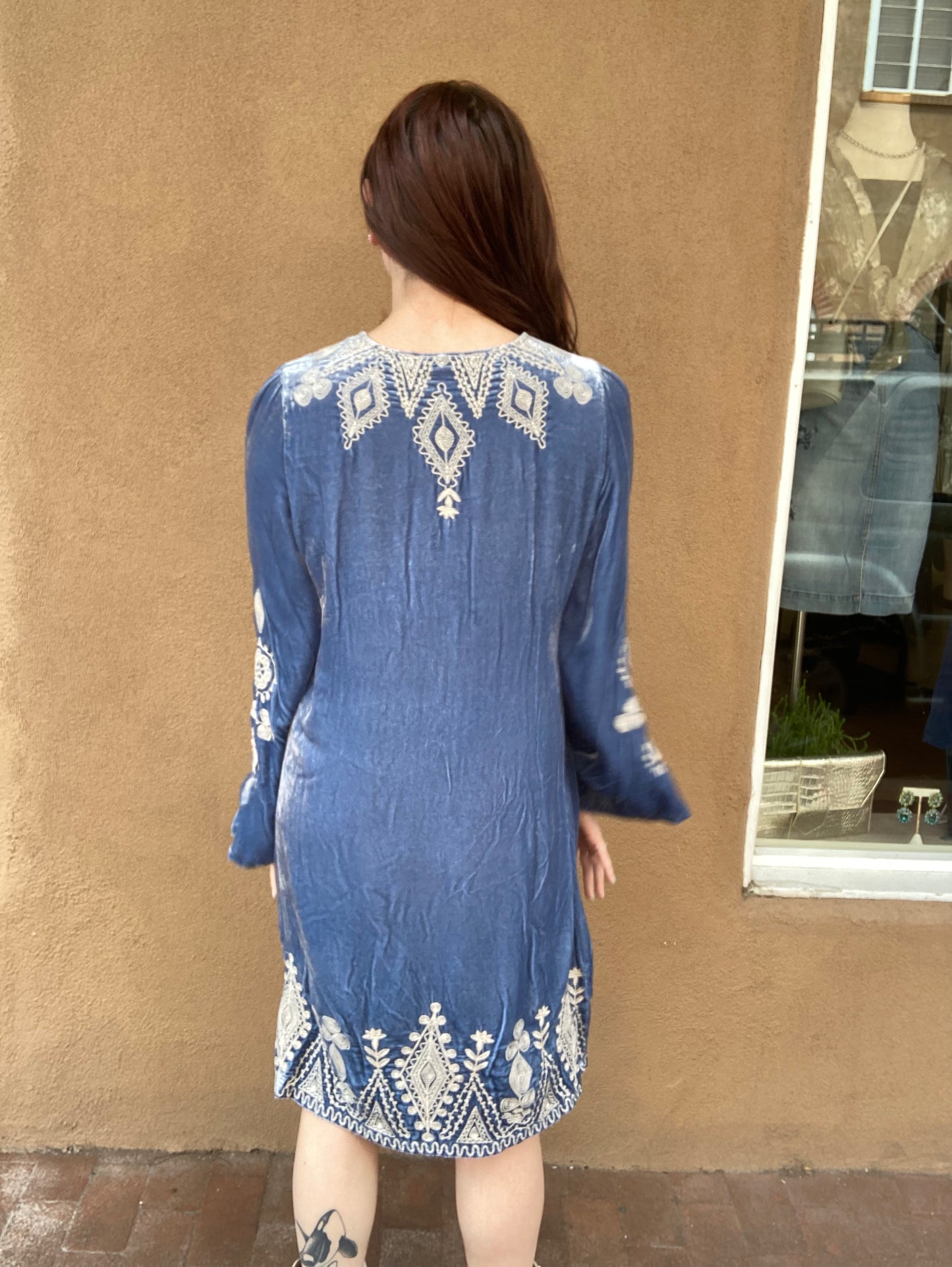 Johnny Was- Velvet Kimono Dress- Denim