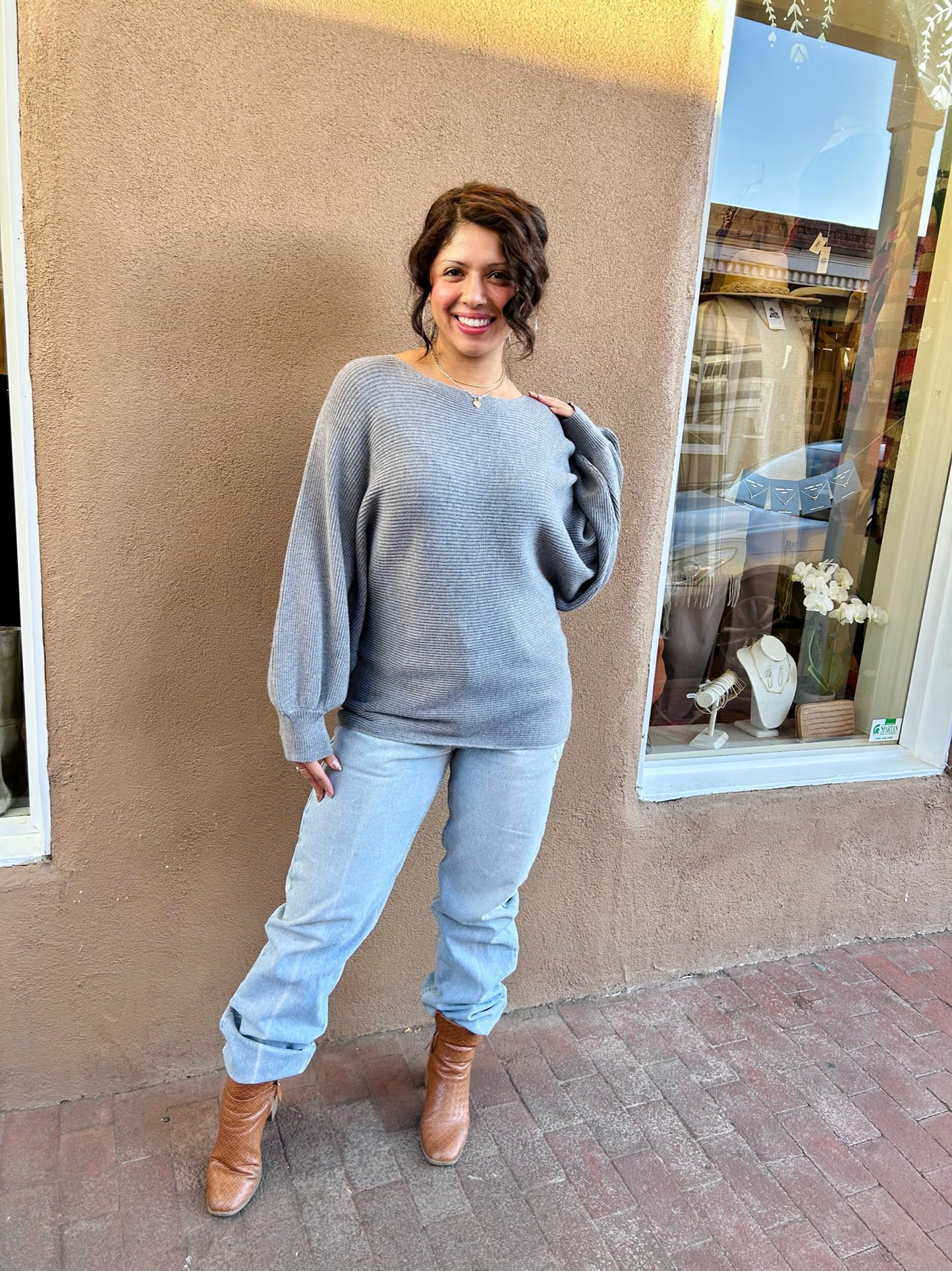 Made in Italy-Balloon Sleeve Sweater