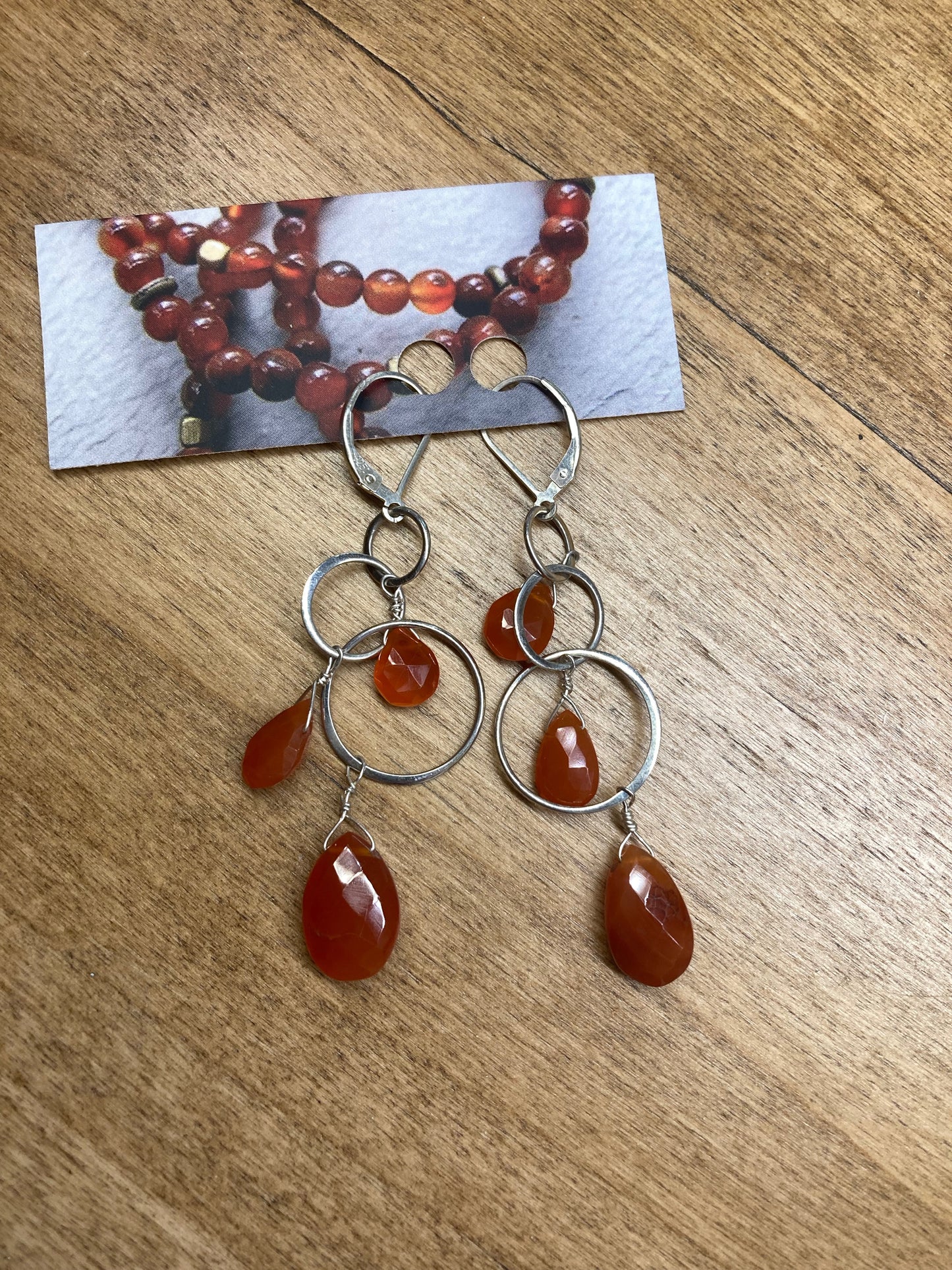Seeds + Stones | Carnelian 3 Hoop Dangle Earrings