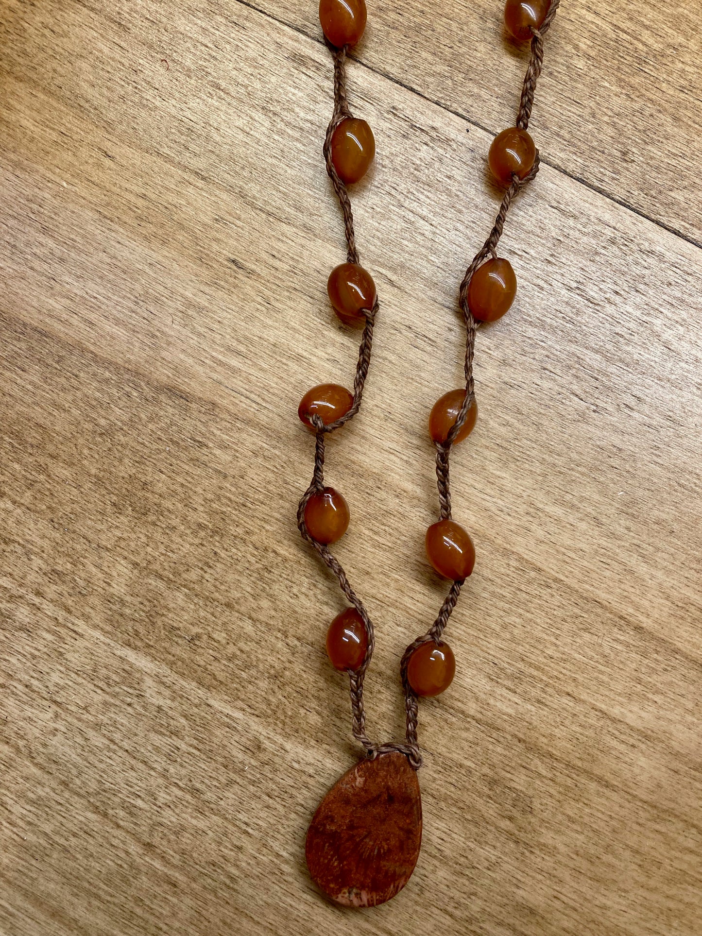 Seeds + Stones | Fossilized Coral and Carnelian Necklace