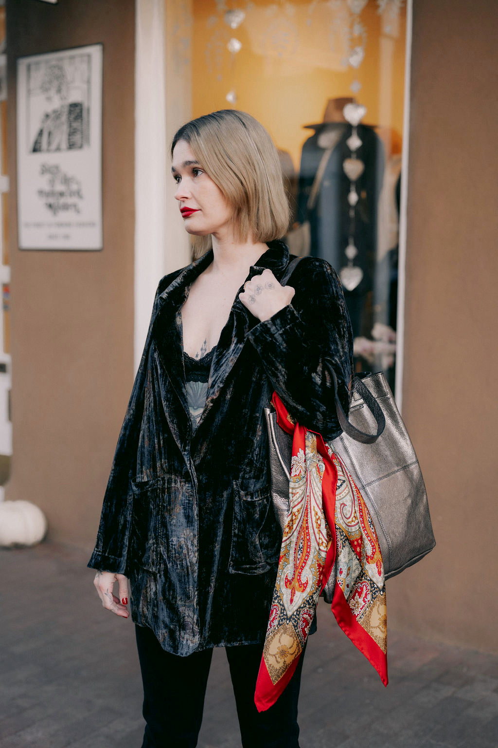 Baci | Paisley Velvet Open Blazer