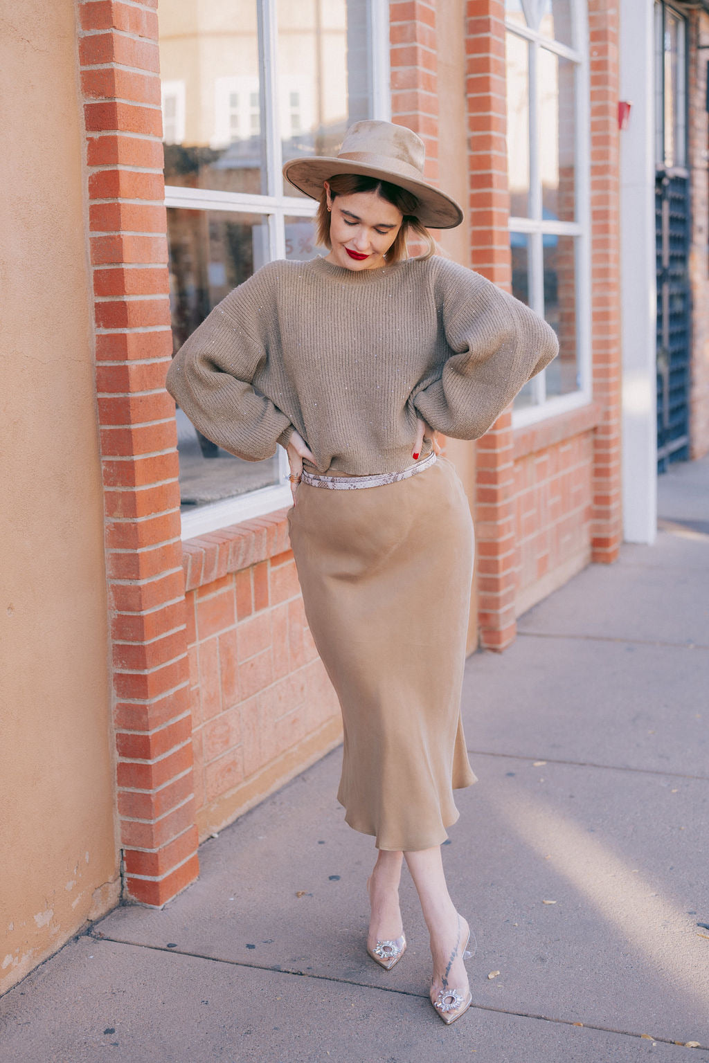 Lucy Paris- Adonia Bias Skirt- Coffee