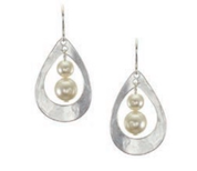 Marjorie Baer- Silver Teardrop Pearl Earrings