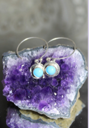Skyli Designs- Turquoise Dangle Hoop Earrings