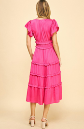 Pinch- Tiered Maxi Dress- Pink