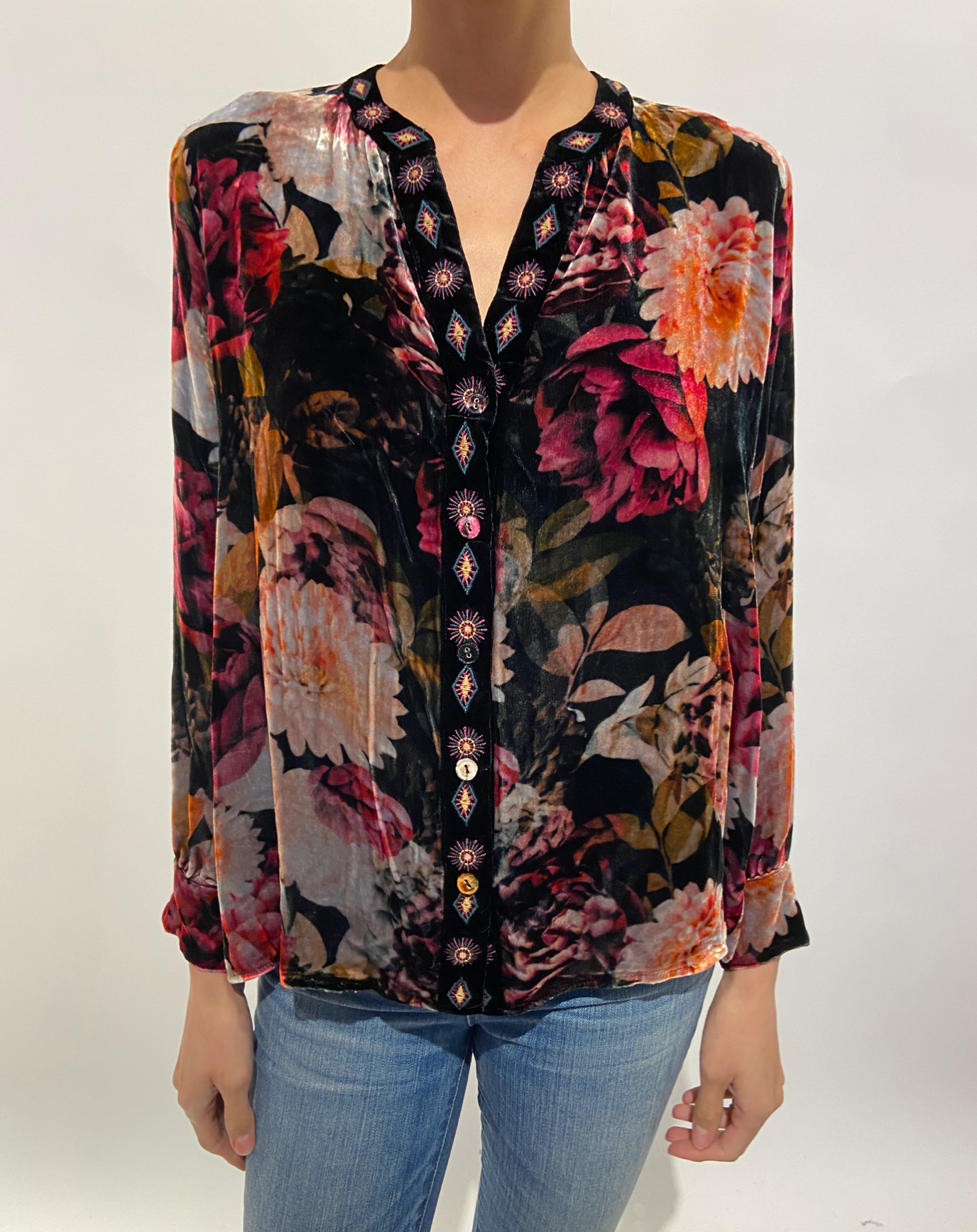 Johnny Was | Rosa Velvet Puff Sleeve Shirt