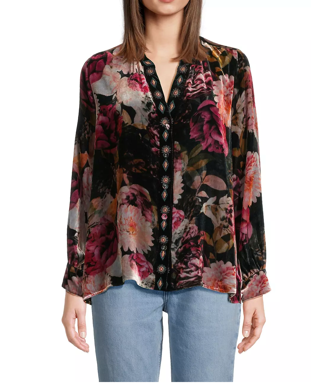 Johnny Was | Rosa Velvet Puff Sleeve Shirt