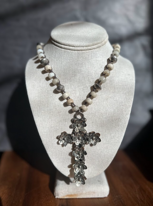 Tara Gasparian Rosary Style Cross Necklace Sign of the Pampered Maiden
