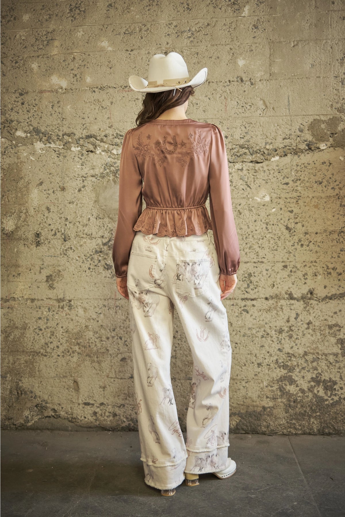 Embroidered Satin Blouse