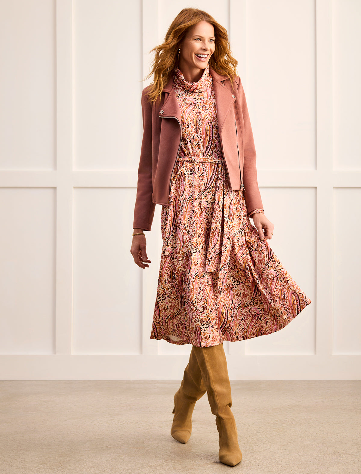 Tribal- Turtle Neck Dress- Rose