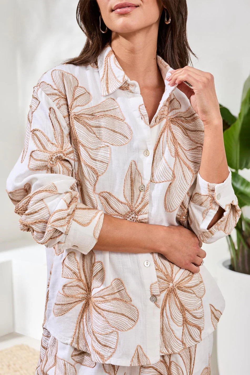 Tribal | Embroidered Crosshatch Blouse