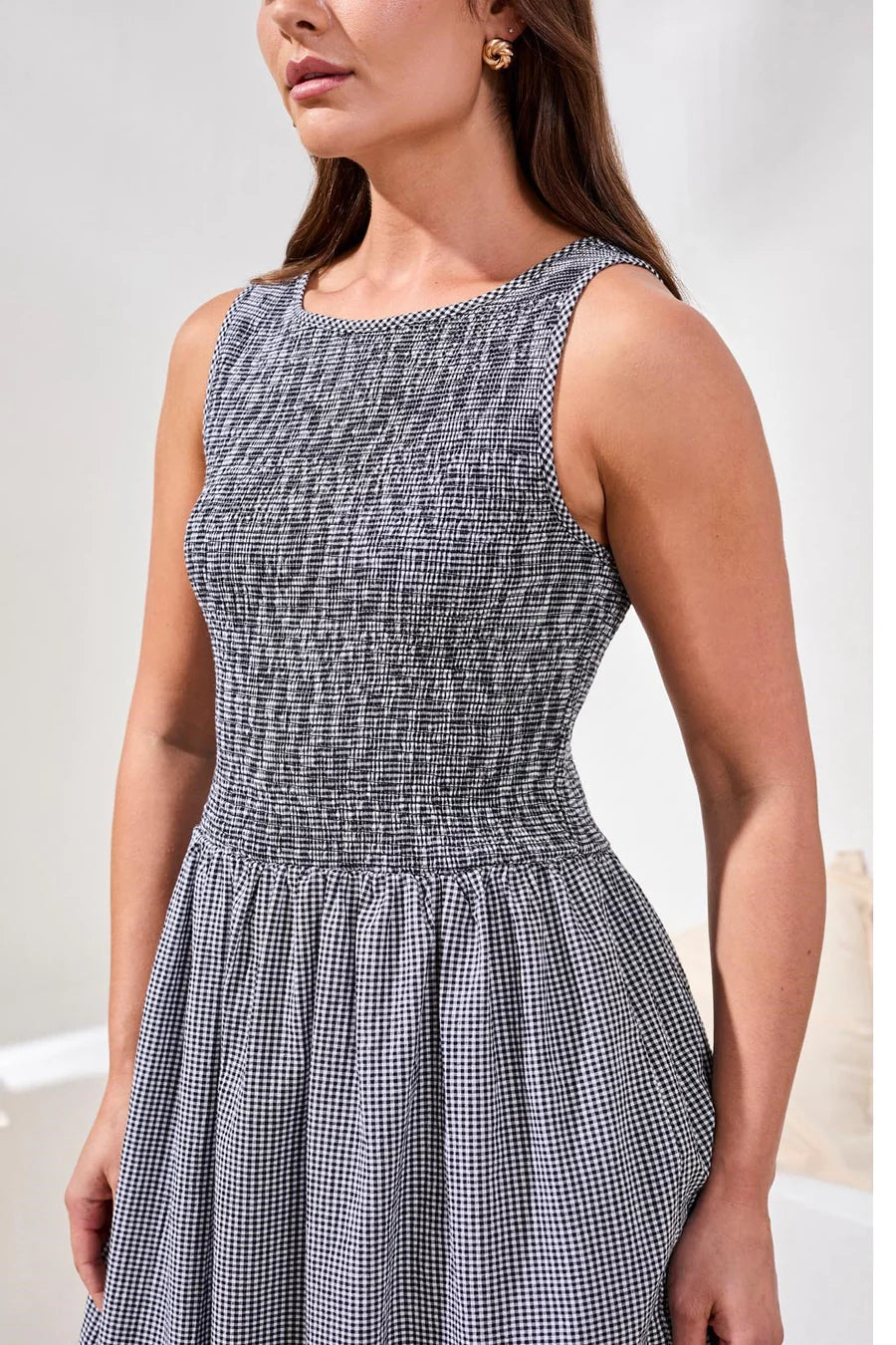 Tribal | Gingham Smocked-Bodice Maxi Dress