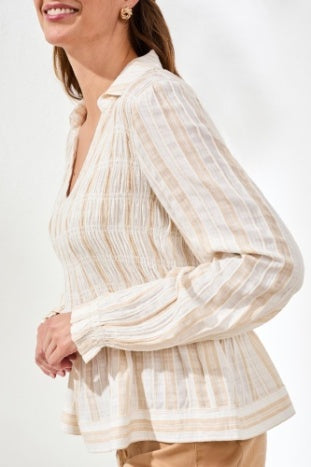 Tribal | L/S Smocking Blouse