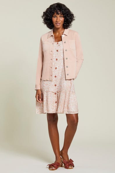 Tribal- Frayed Button Front Jacket- Clay