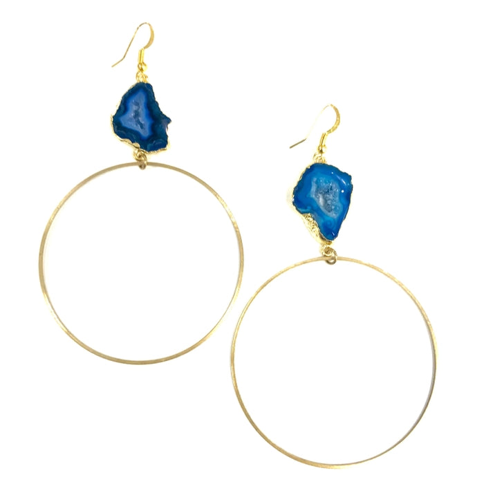 Ola Blue Druzy Hoops