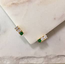 Fala Bar Stud Earring-Green
