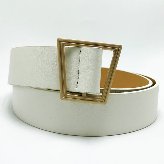 Ellison Bronze Leather Belt- White