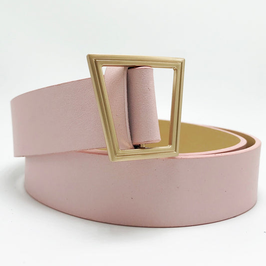 Ellison Bronze Buckle Leather Belt -Pink