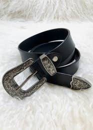 Ellison Metal Engraved Belt- Black