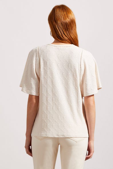 Tribal- Flutter Sleeve Top- Eggshell