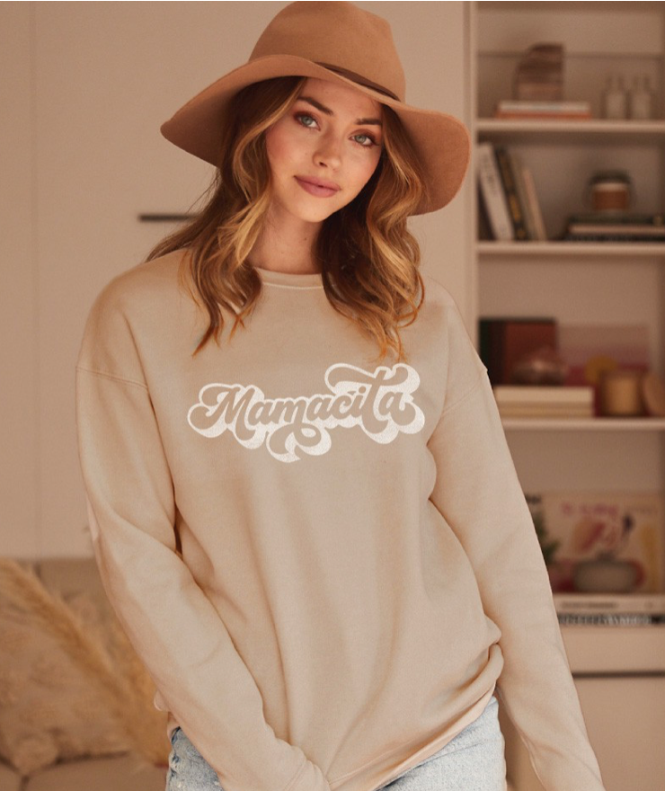 Oat Collective- Mamacita Fleece Pullover- Tan