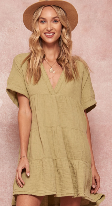 Promesa Lime Green Baby Doll Dress