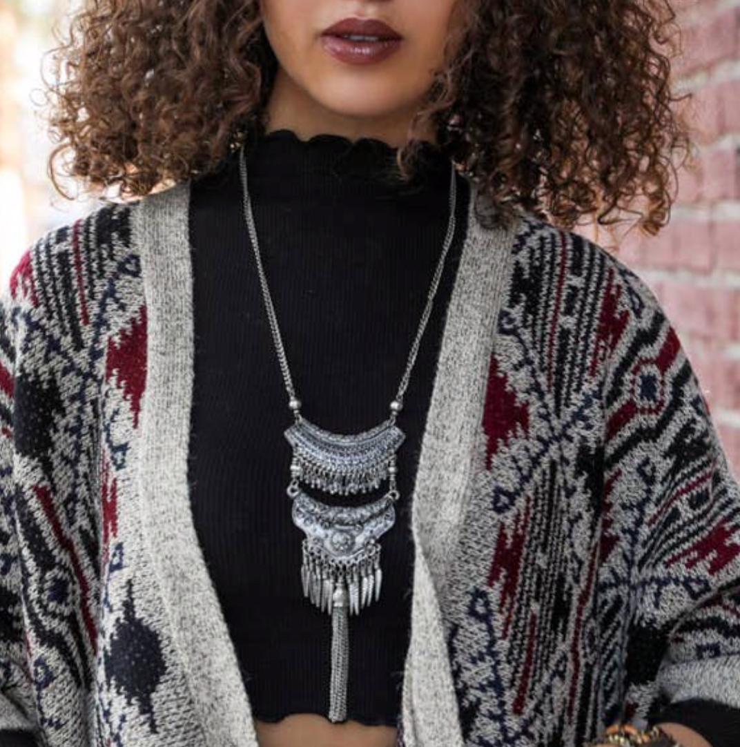 Leto Tara Long Silver Necklace