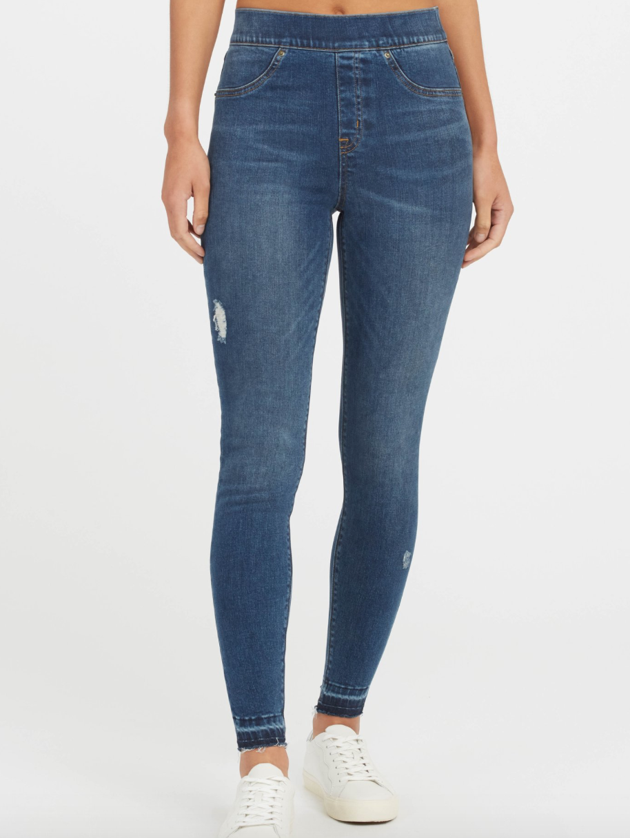 Spanx Distressed Skinny Jean- Medium Wash