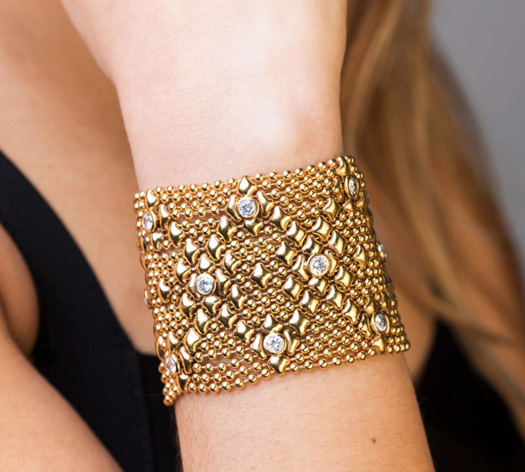 Sergio Gold Zirconia Mesh Bracelet