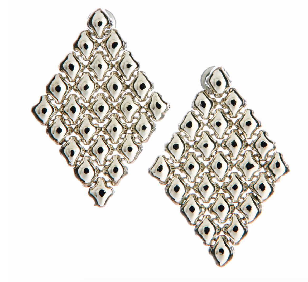 Sergio Diamond Shaped Drop Mesh Earring