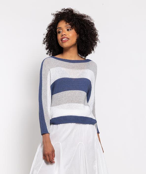 Made in Italy Stripe Shirt- White/Navy