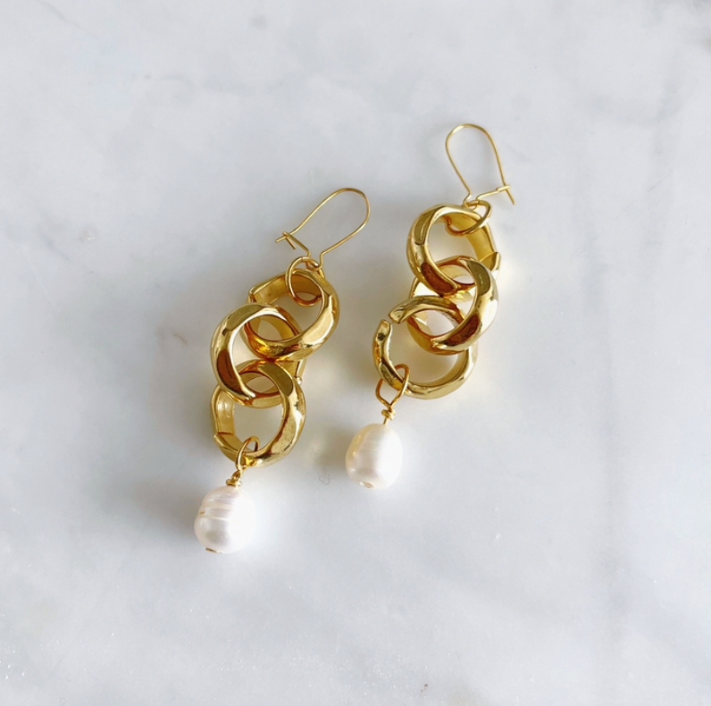 Alibi NYC- The Claudine Earrings-Gold/White
