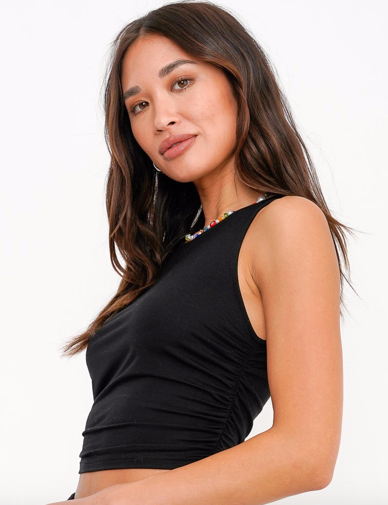 Project Social Tee- This Cutie Ruched Tank- Black