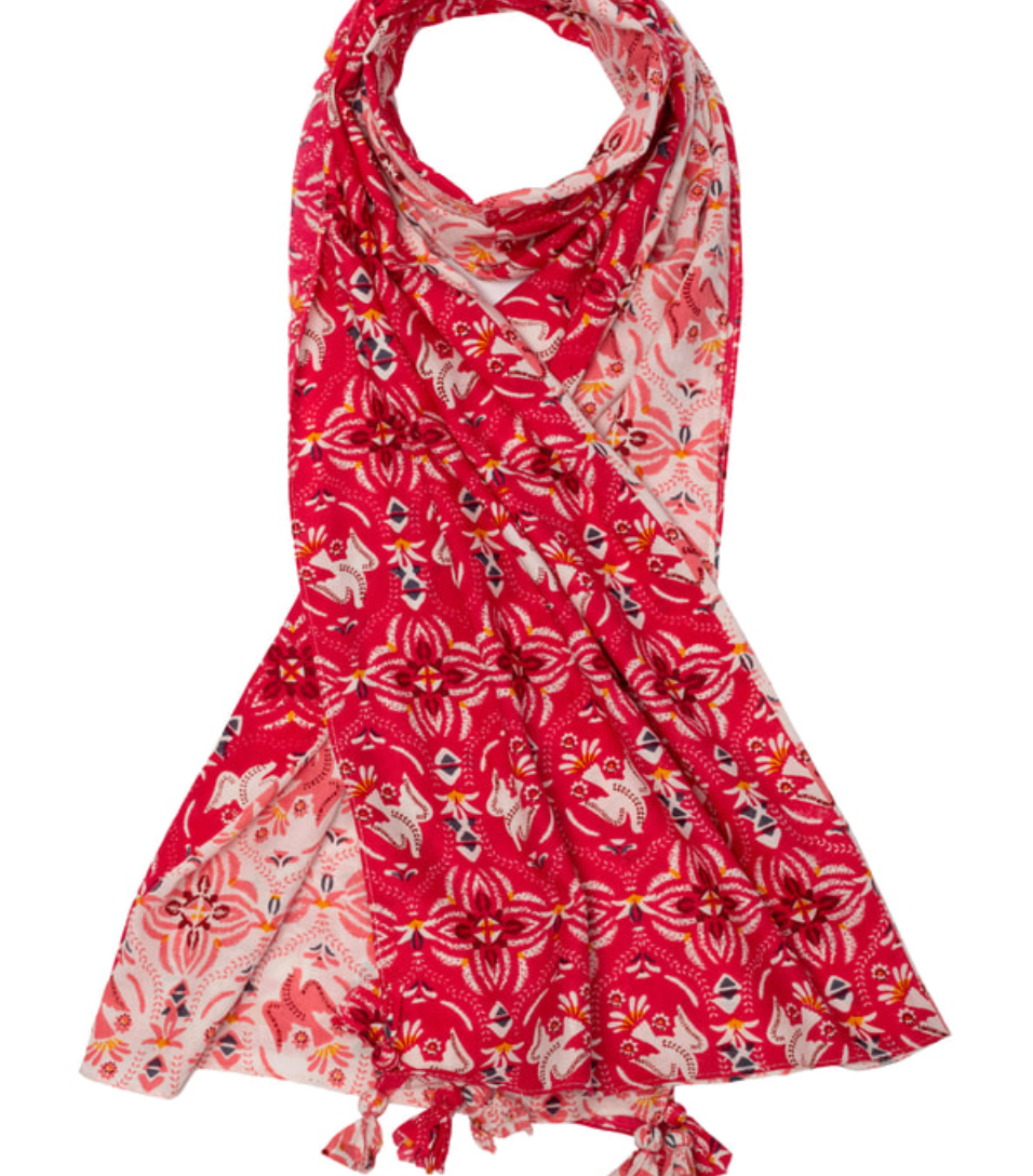 Baschung- Magenta Peach Mosaic Scarf