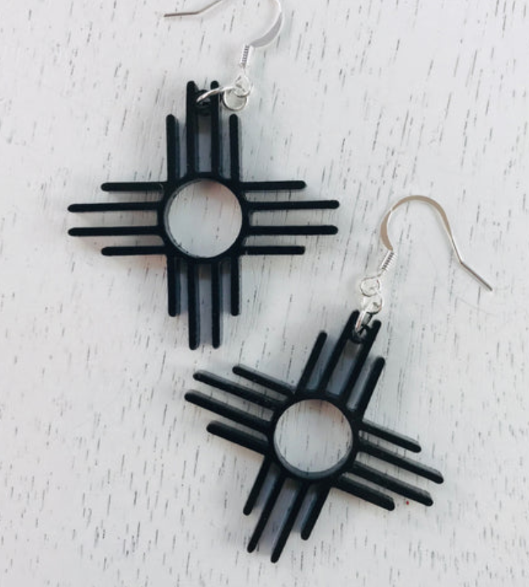 Cultura Corazon- 1.5" Zia Earring-Black