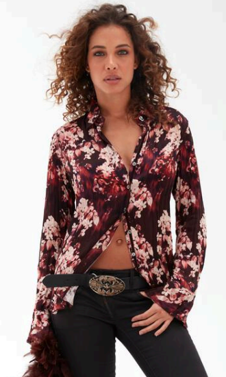 Cino- Cherry Blossom Wine Blouse