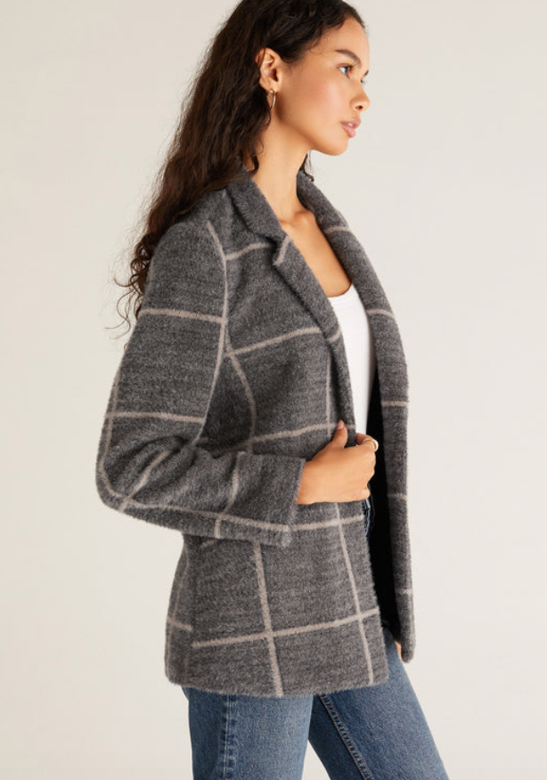 Z Supply - Anna Plaid Blazer - Charcoal