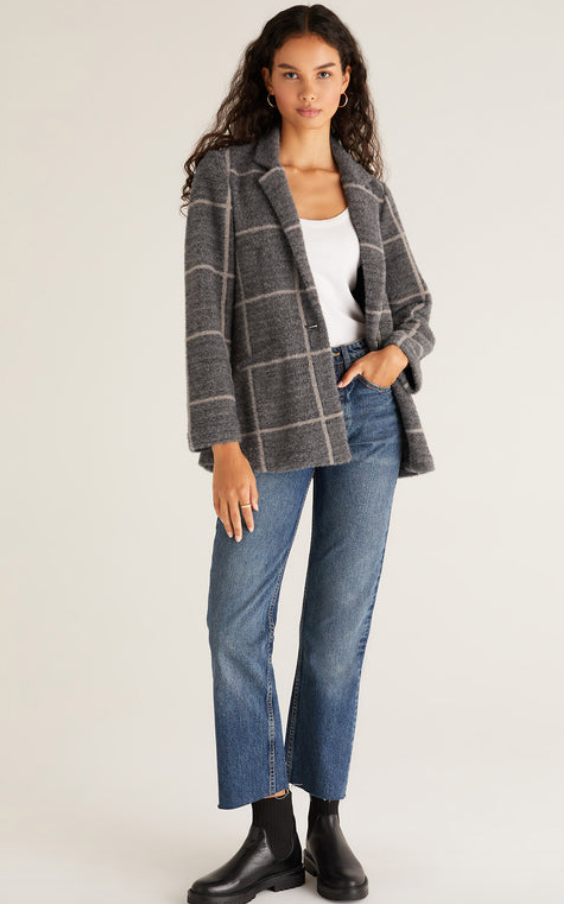 Z Supply - Anna Plaid Blazer - Charcoal